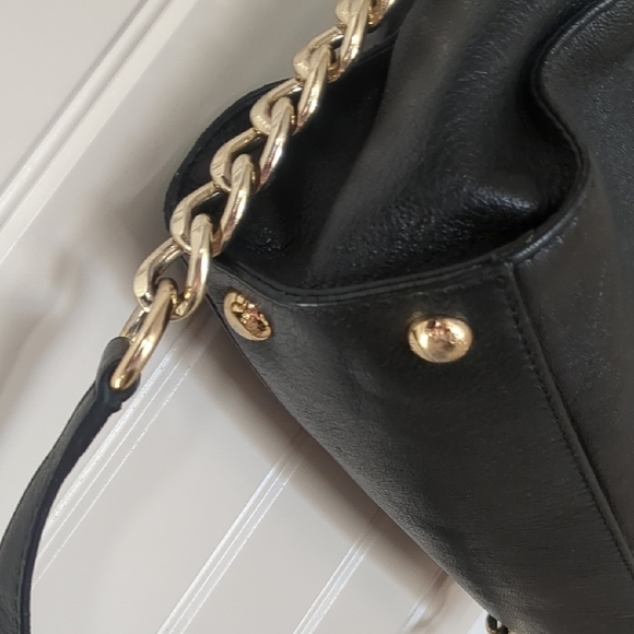 Michael Michael Kors Black Leather Handbag with Gold Accents - Picture 4 of 9